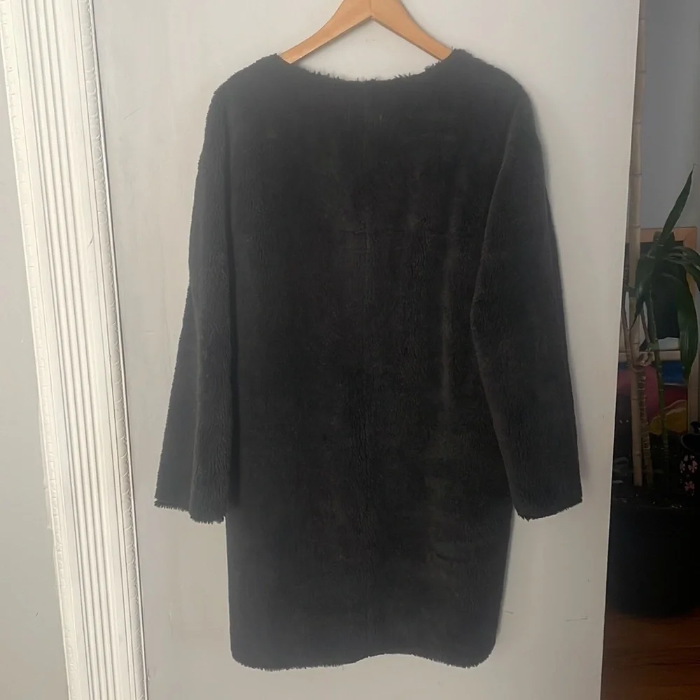 T Tahari Black Faux Fur Coat Sz Medium